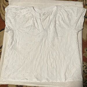 Loft size large white eyelet short sleeve shirt